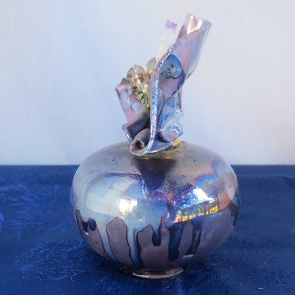 Vintage Ceramic Perfume Bottle with Stopper Exquisite Amethyst Crystal Custom - Picture 5 of 10